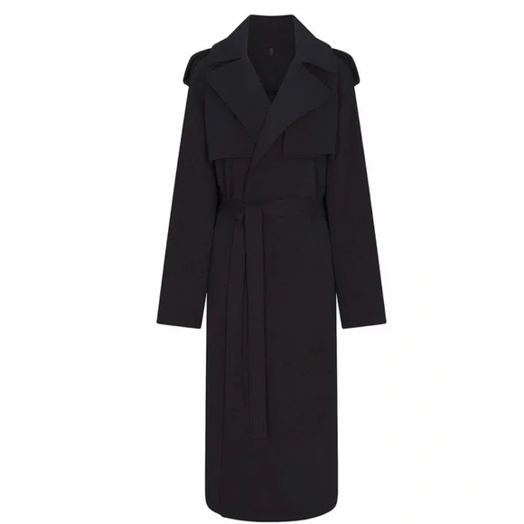NWT SKIMS Boyfriend Fleece Oversized Trench Coat • Washed Onyx • Women’s S  New - Picture 5 of 15